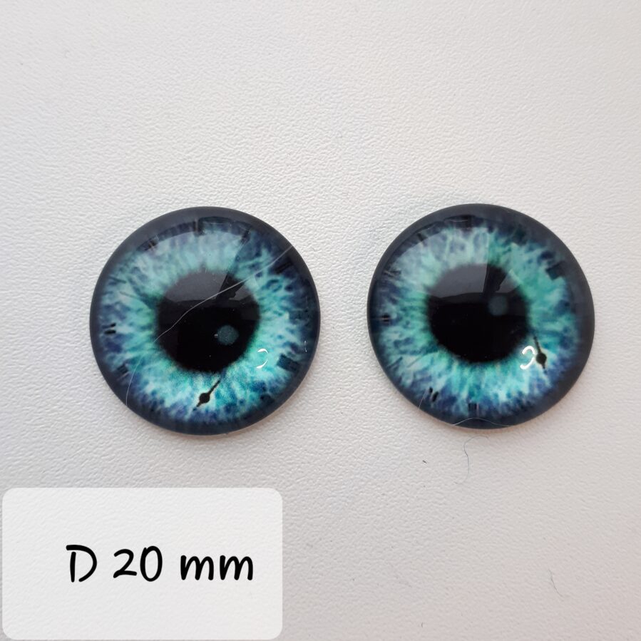 Stikla acis 1 pāris, pielīmējamas, krāsainie D-20 mm