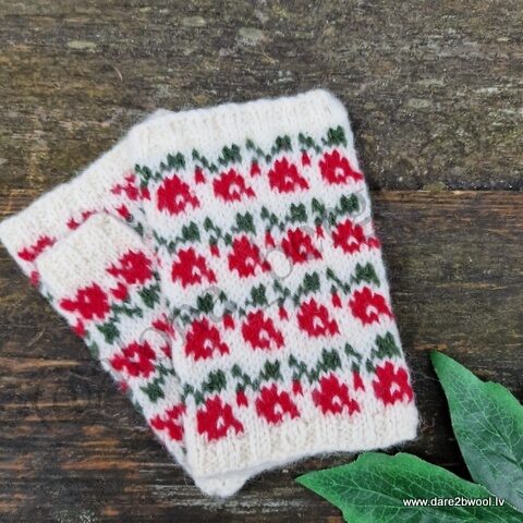 Митенки - Красная Розочка.