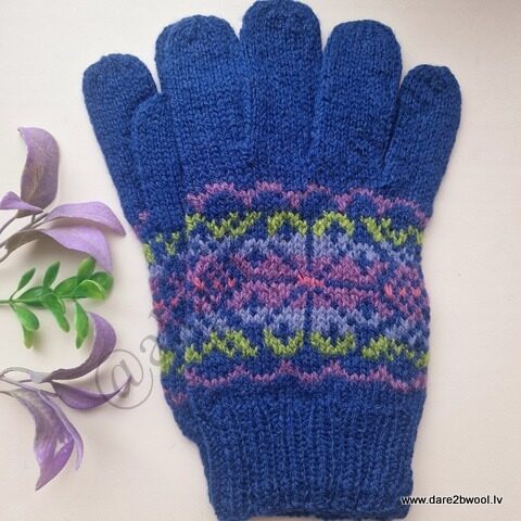 Перчатки , размер L, синие с цветком