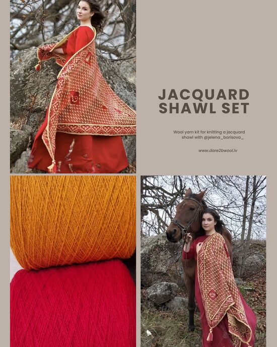 Red shawl - dzijas komplekts adīšanai