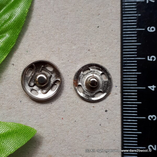 Piešūjamas metāla spiedpogas, diametrs 12mm, 14 mm, 15 mm un 16 mm