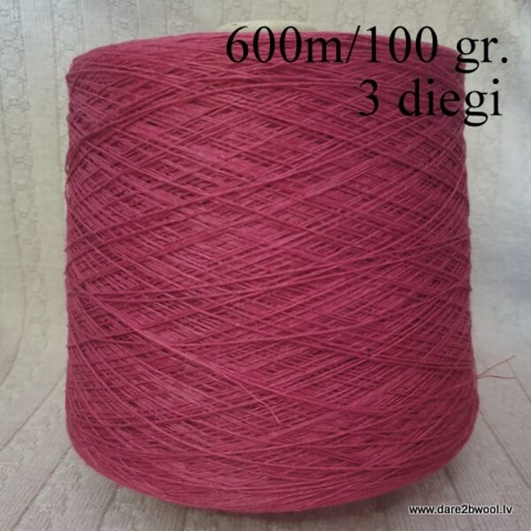 Lins spolē trīskārtīgs "fuksija krāsa" 600m/100 gr.
