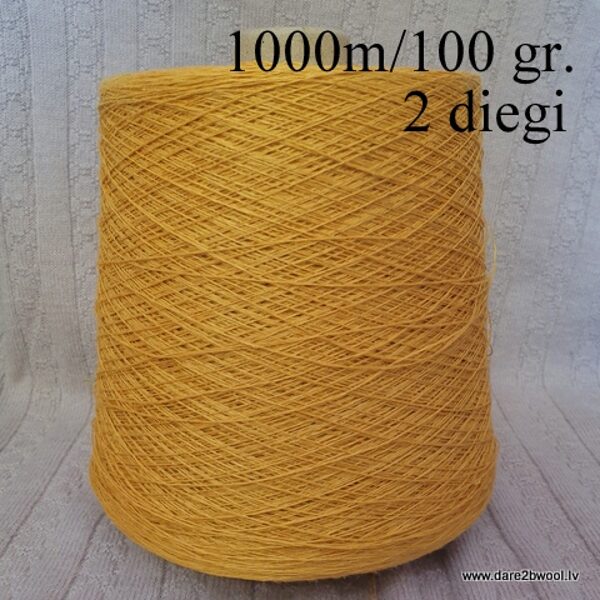 Лён в 2 нити цвет жёлтый 1000m/100 гр.