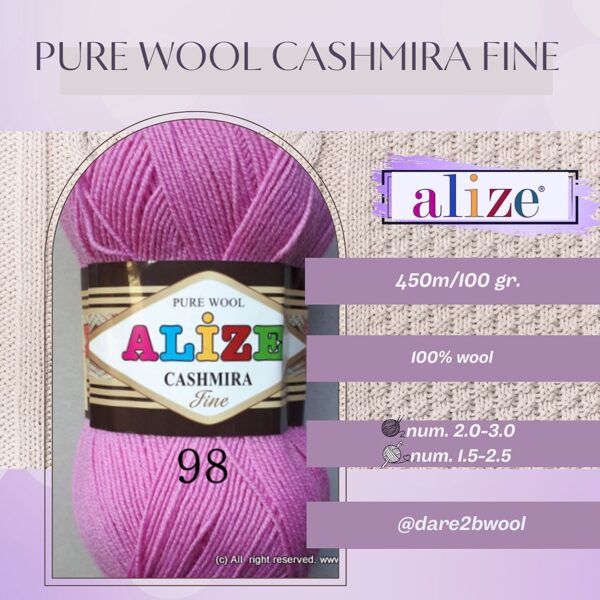 Cashmira Fine Pure Wool ALIZE (vairs neražo)