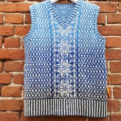 Rakstaina veste -dzivkārtiga vilnas dzija -2020. gada darbs